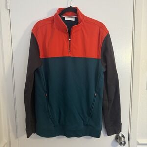 Wilson Men's Medium VTG 1/4 Zip Color Block Pullover Sweater Made In USA